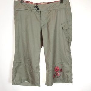 Womens Size Medium Terry Gray Retro Print Technical Bicycle Bike Cargo Shorts